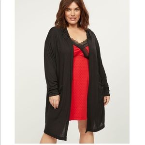 BRUSHED JERSEY HOODED ROBE